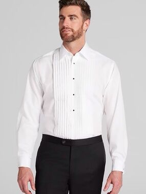 CARDI MENS WHITE PLEATED TUXEDO SHIRT SIZE LARGE